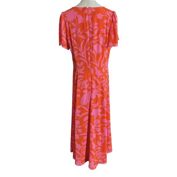 Talbots Dress Womens 10 Orange Pink Button Up Fairy Whimsical Boho Cottagecore - Picture 7 of 11